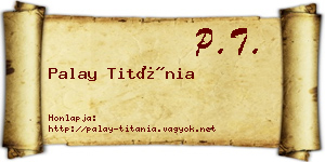 Palay Titánia névjegykártya